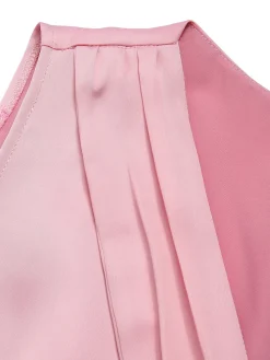 Clearance Retro Stage 1950s Solid Lace Patchwork Dress Pale Pink