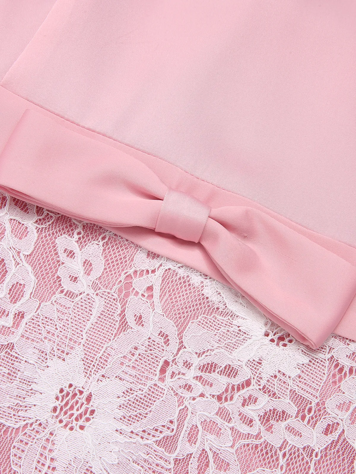 Clearance Retro Stage 1950s Solid Lace Patchwork Dress Pale Pink