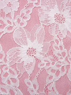 Clearance Retro Stage 1950s Solid Lace Patchwork Dress Pale Pink