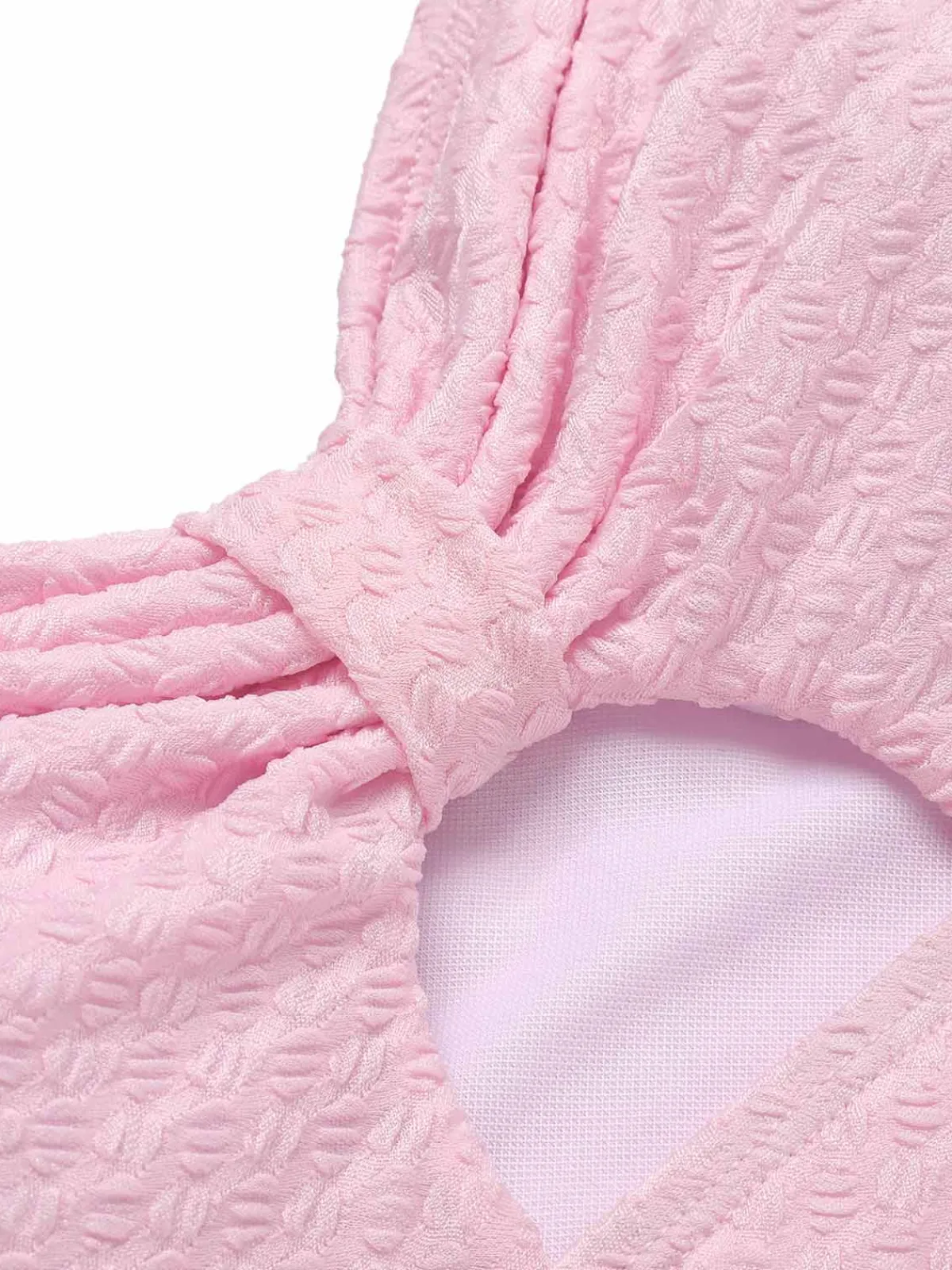 Discount Retro Stage Pale Pink 1950s Solid Ruched Swimsuit