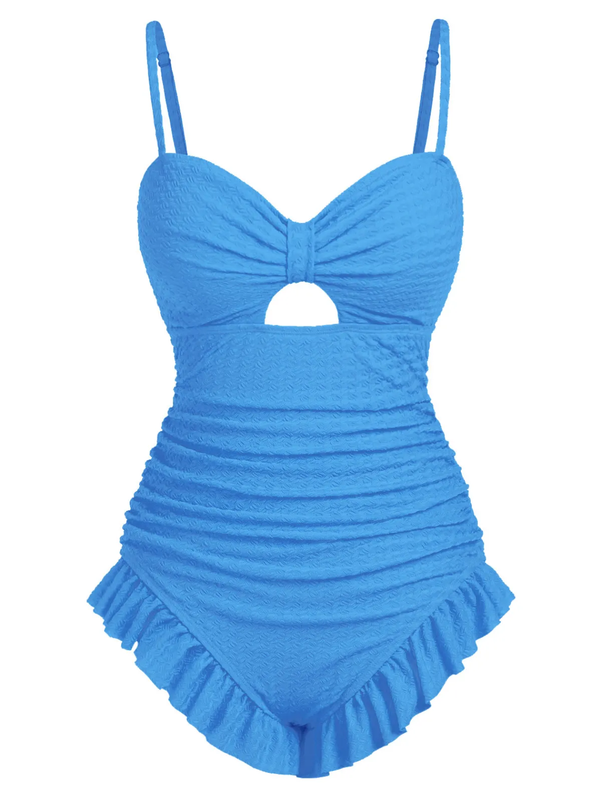New Retro Stage Pale Pink 1950s Solid Ruched Swimsuit