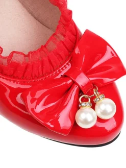 Clearance Retro Stage Patent Leather Bow Lolita High Heels