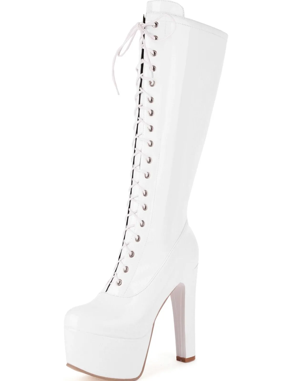 Fashion Retro Stage Patent Leather Sky-High Stiletto Boots