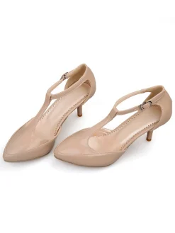 Discount Retro Stage Patent Leather T-Strap Mary Jane Kitten Heels