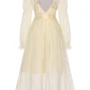 Online Retro Stage 2PCS Apricot 1950s Floral Straps Slit Nightgown & Robe