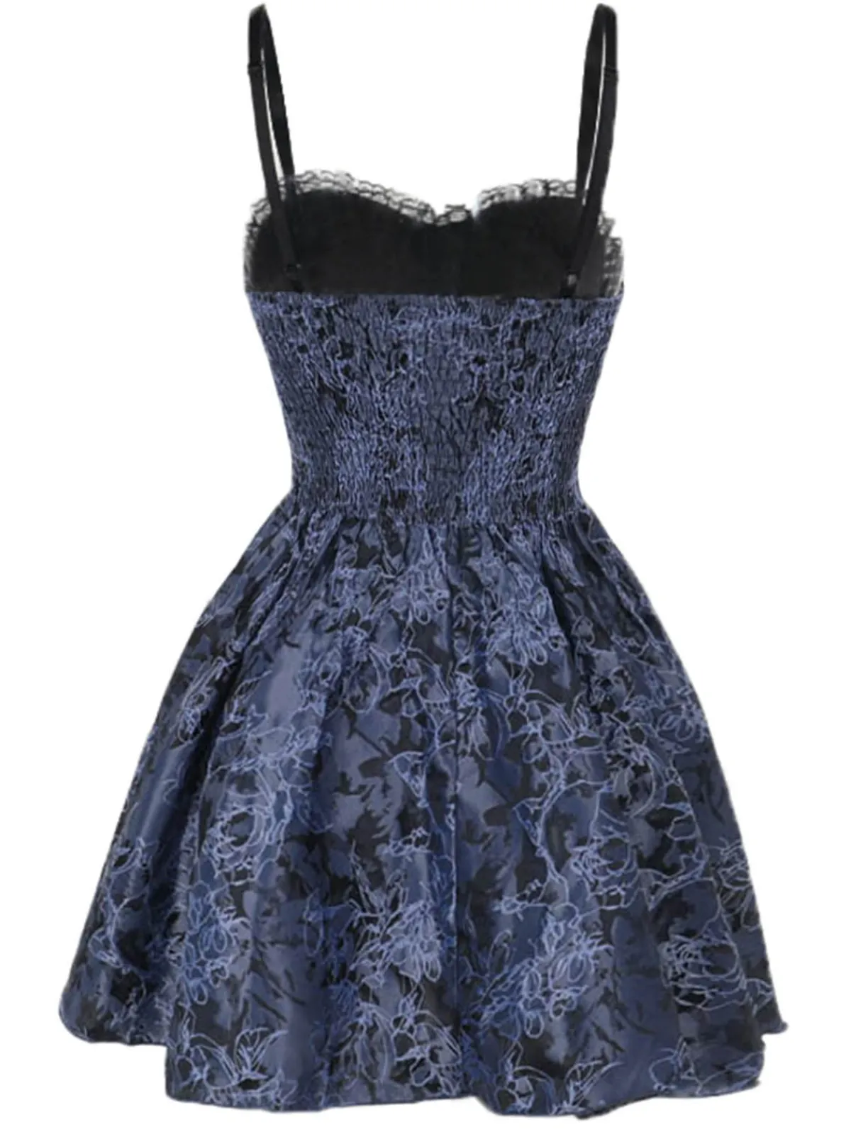 Fashion Retro Stage 2PCS 1980s Gothic Cape Cardigan & Floral Embroidered Dress Black & Blue