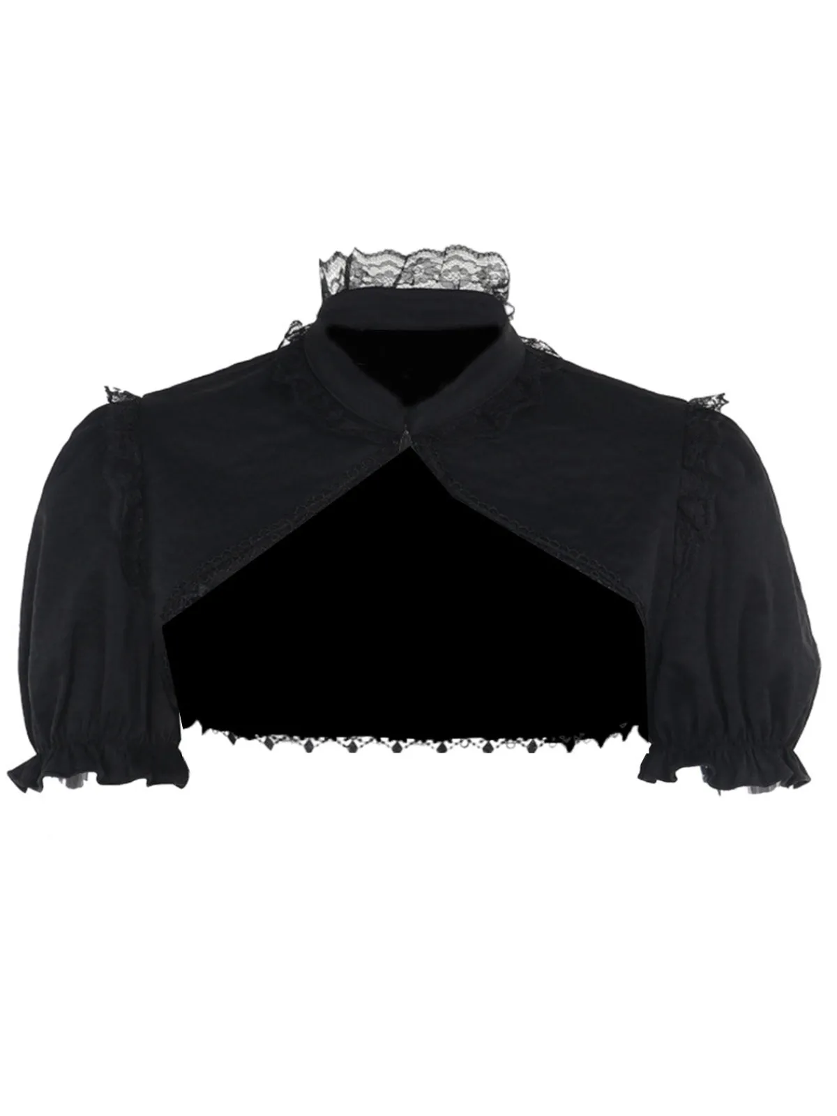 Fashion Retro Stage 2PCS 1980s Gothic Cape Cardigan & Floral Embroidered Dress Black & Blue