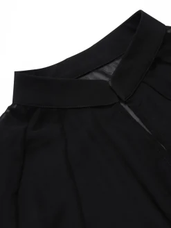 Online Retro Stage 2PCS 1950s Halloween Bat Mesh Dress & Sheer Cape Black