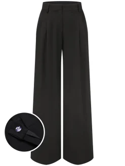 Discount Retro Stage 2PCS 1930s Halter Vest Top & Wide Leg Pants Black
