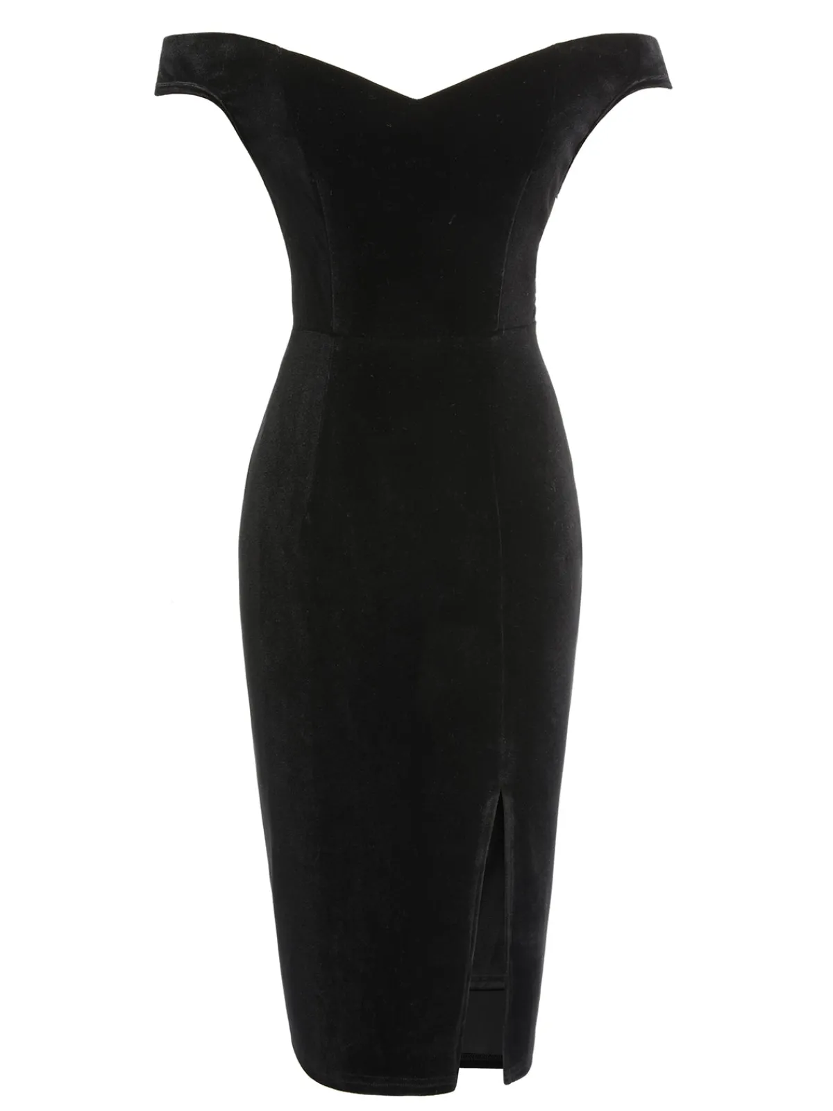 Sale Retro Stage 2PCS 1960s Solid Dress & Plush Cape Black