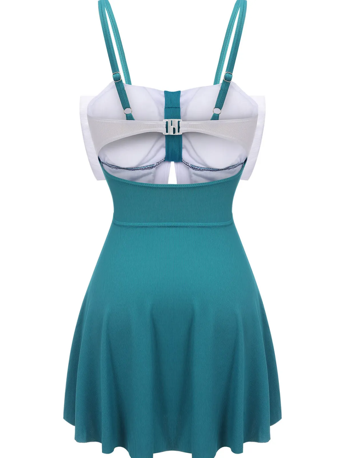Online Retro Stage 2PCS 1930s Bow Strap Swimsuit & Skirt Blue