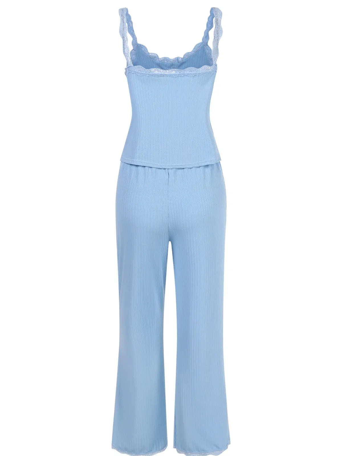 Sale Retro Stage 2PCS 1950s Lace Patchwork Sleepwear Blue