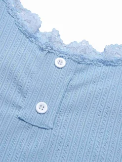 Sale Retro Stage 2PCS 1950s Lace Patchwork Sleepwear Blue
