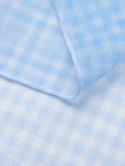 Hot Retro Stage 2PCS 1950s Plaids Swimsuit & Mesh Cover-Up Blue