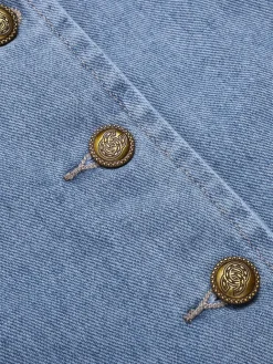 Outlet Retro Stage 2PCS 1940s Sleeveless Vest & Wide-Leg Denim Jeans Blue