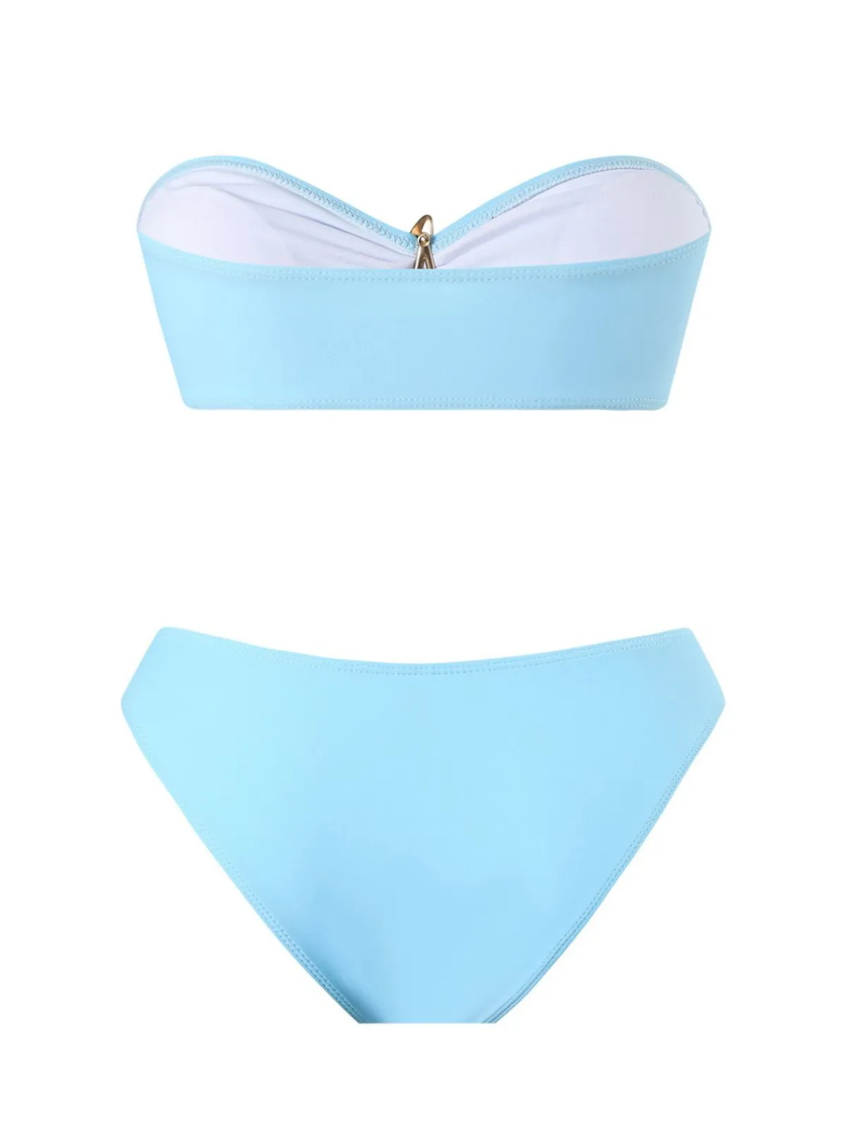 Online Retro Stage 2PCS 1950s Solid Starfish Bandeau Bikini Set & Cover Up Blue