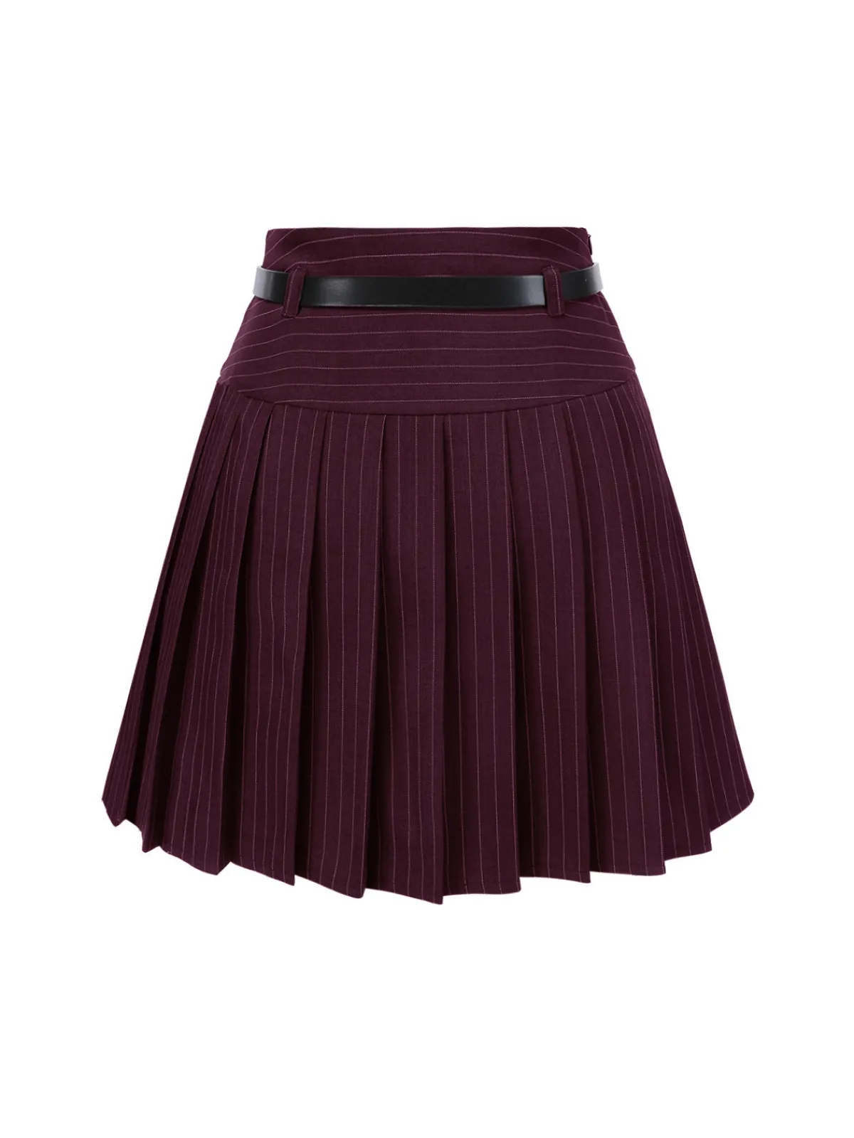 Best Retro Stage 2PCS Dark Gray 1960s Pinstripes Top & Pleated Skirt