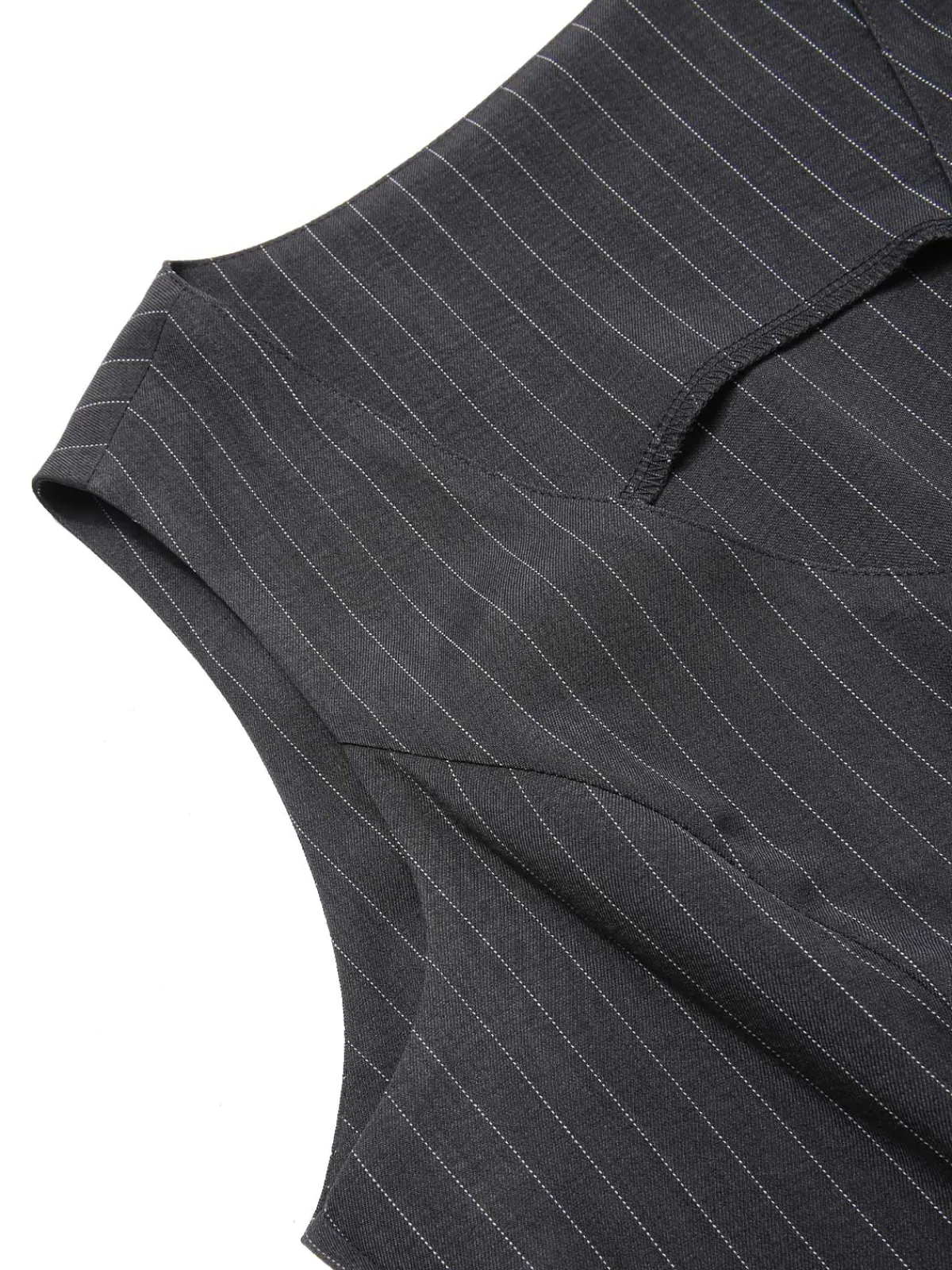 Best Retro Stage 2PCS Dark Gray 1960s Pinstripes Top & Pleated Skirt