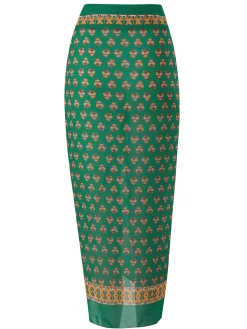 Discount Retro Stage 2PCS 1940s Flowers One-Piece Swimsuit & Cover-Up Green