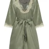 Discount Retro Stage 2PCS Green 1950s Guipure Lace Nightgown & Robe