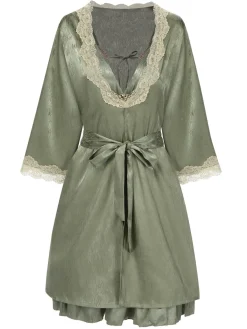 Discount Retro Stage 2PCS Green 1950s Guipure Lace Nightgown & Robe