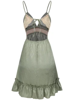 Discount Retro Stage 2PCS Green 1950s Guipure Lace Nightgown & Robe