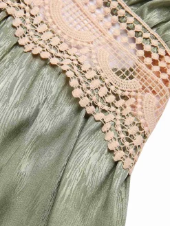 Discount Retro Stage 2PCS Green 1950s Guipure Lace Nightgown & Robe