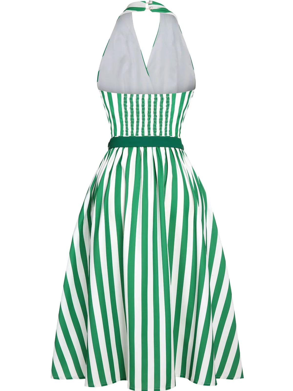 Clearance Retro Stage 2PCS 1950s Stripes Romper & Umbrella Skirt Green