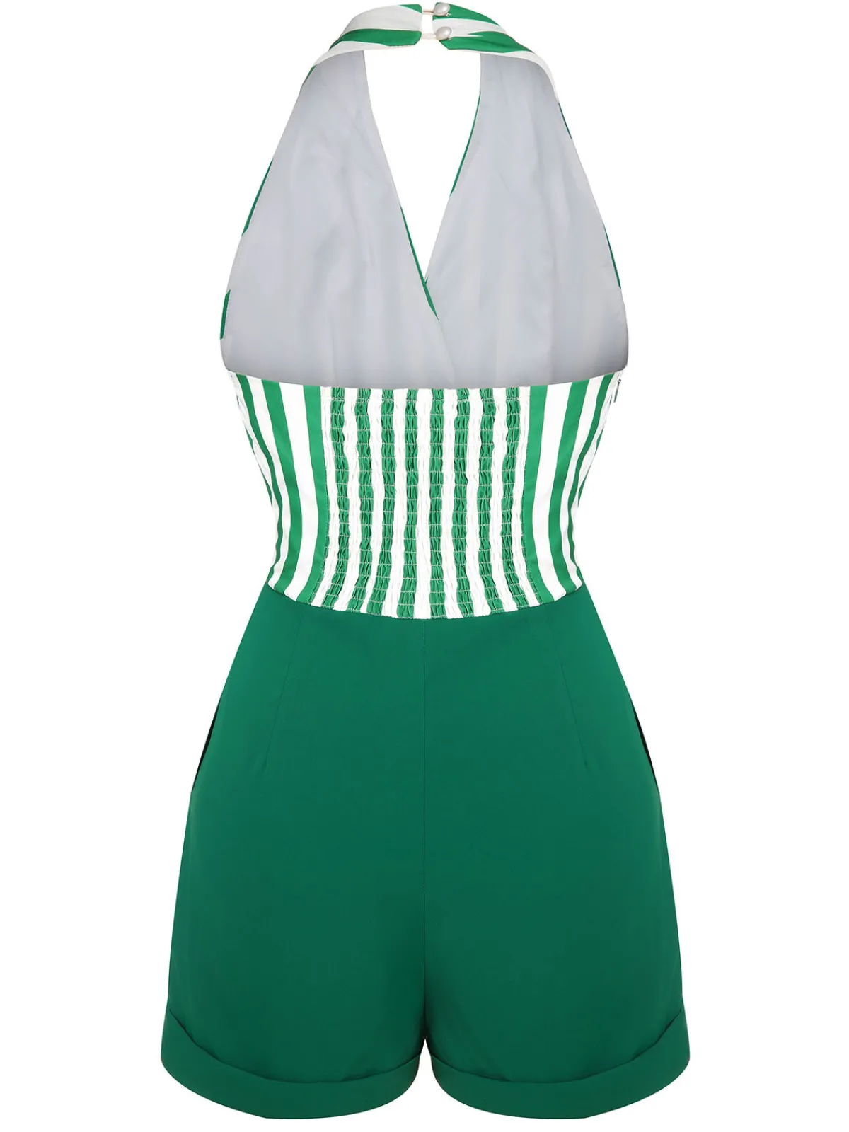 Clearance Retro Stage 2PCS 1950s Stripes Romper & Umbrella Skirt Green