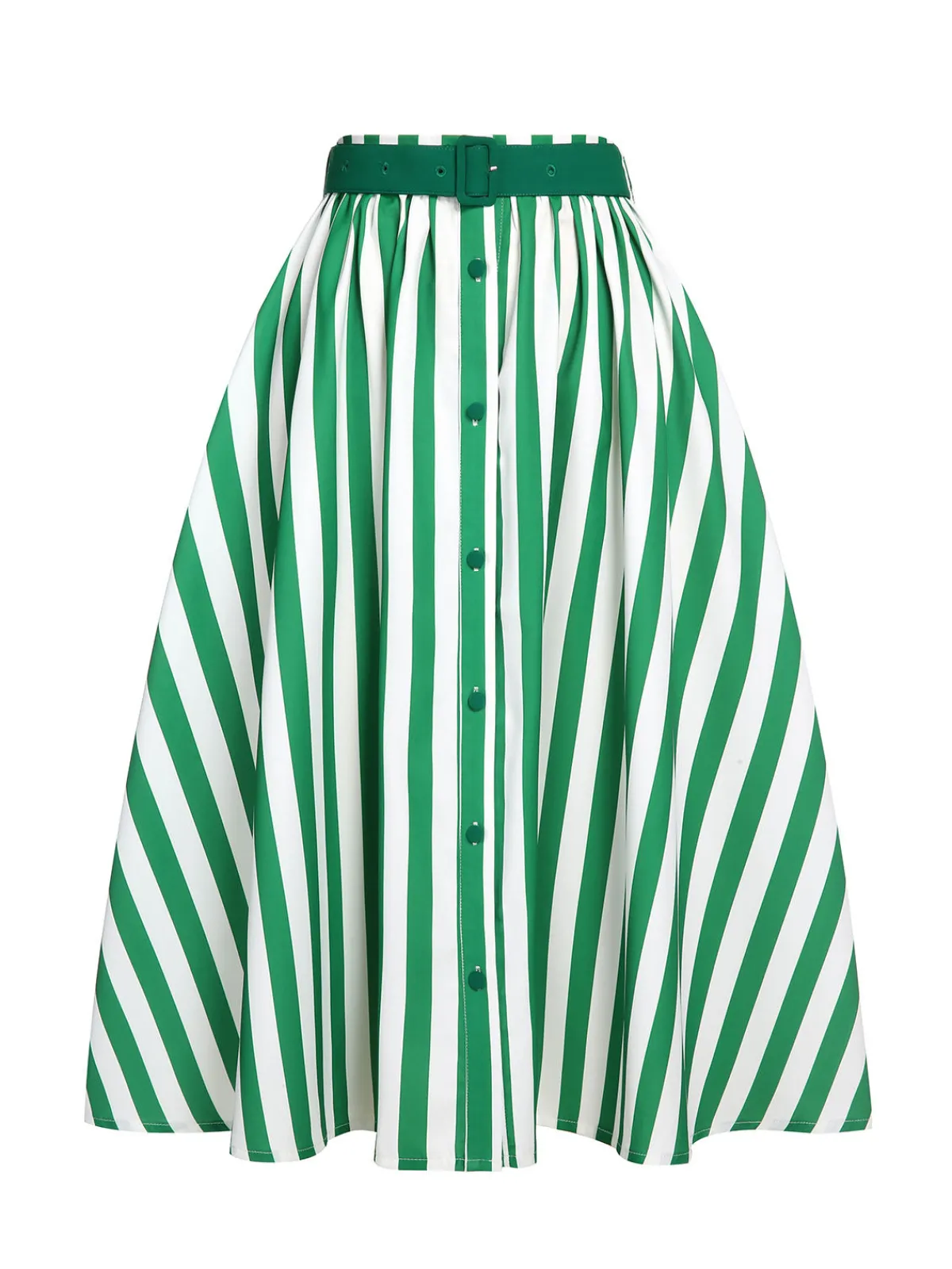 Clearance Retro Stage 2PCS 1950s Stripes Romper & Umbrella Skirt Green