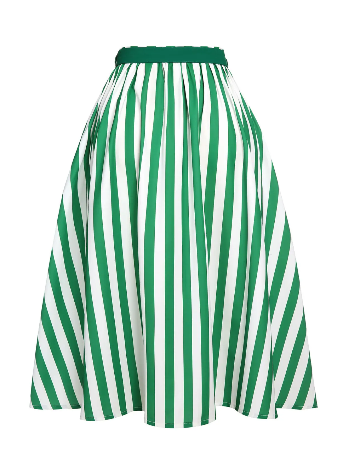 Clearance Retro Stage 2PCS 1950s Stripes Romper & Umbrella Skirt Green
