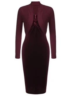 New Retro Stage 2PCS Green 1960s Velvet Bodycon Dress