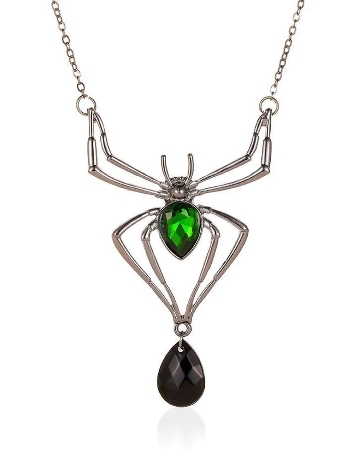 Online Retro Stage 3PCS Green Spider Necklace & Earrings & Ring Set