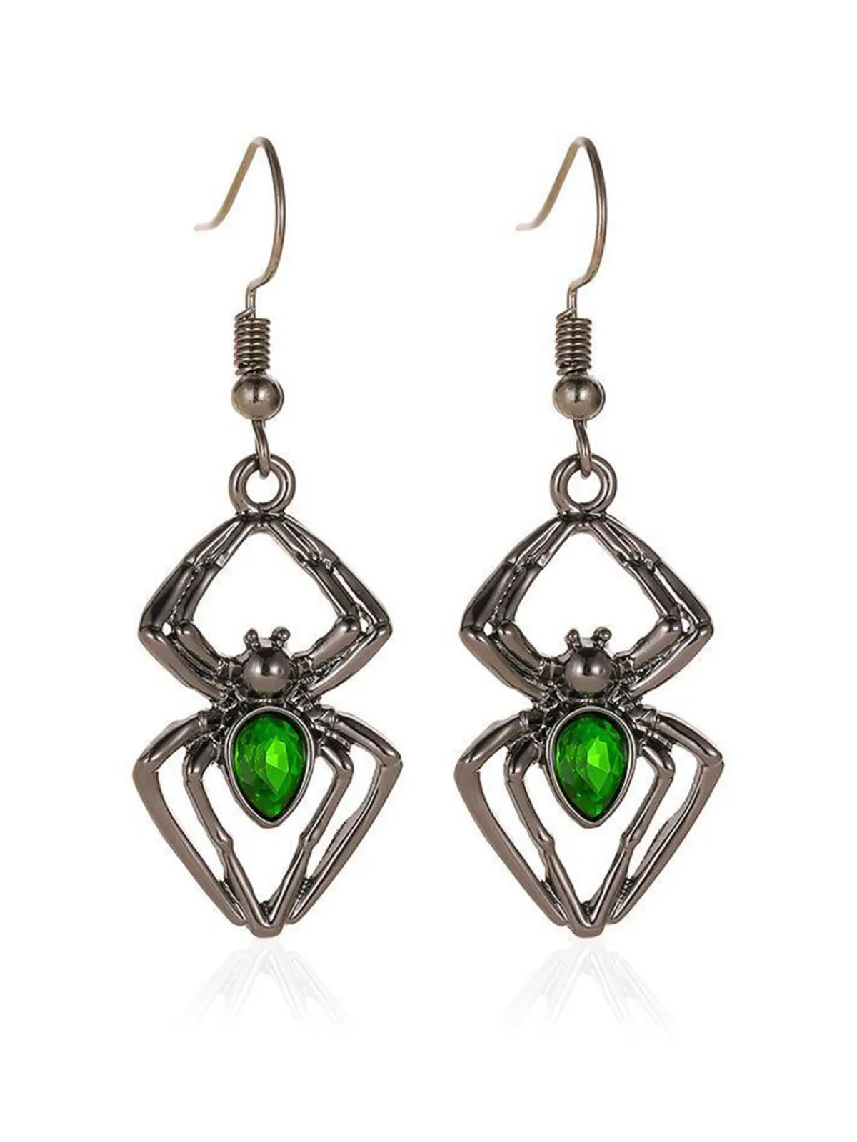 Online Retro Stage 3PCS Green Spider Necklace & Earrings & Ring Set