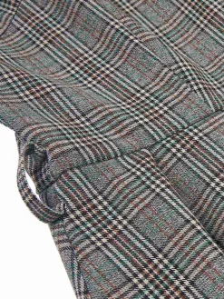 Online Retro Stage 2PCS 1940s V-Neck Plaid Dress & Satin Blouse Grey