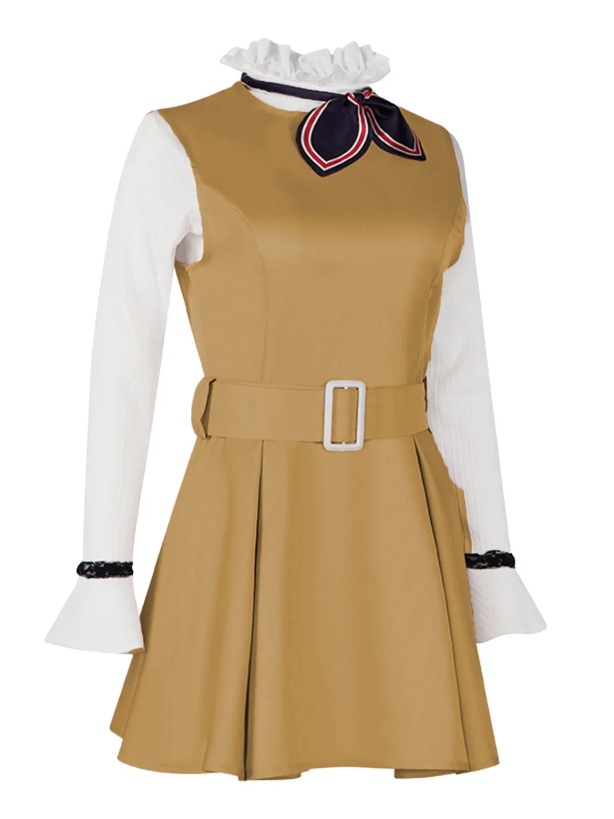 New Retro Stage 2PCS 1960s Ruffle Collar Megan's Costume Set Khaki