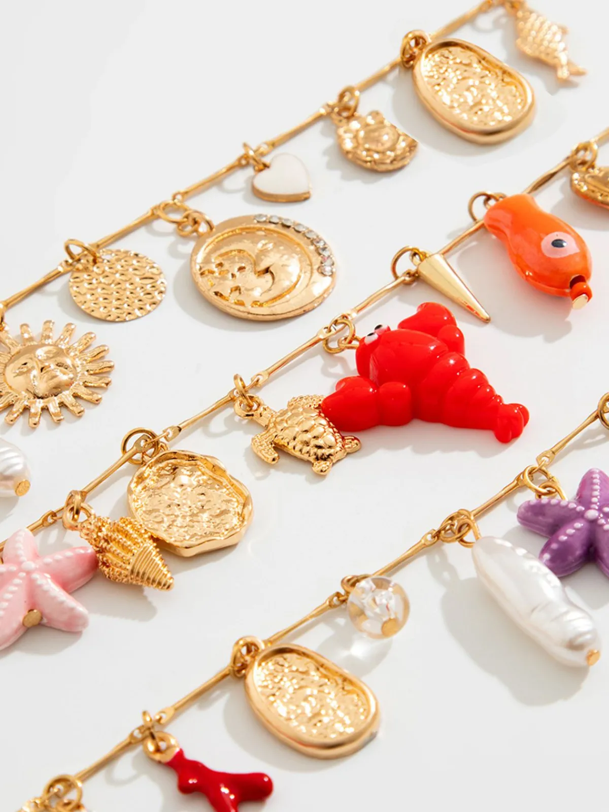 Outlet Retro Stage 3PCS Layered Beach Charm Necklace Set