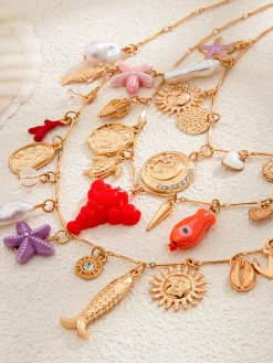 Outlet Retro Stage 3PCS Layered Beach Charm Necklace Set