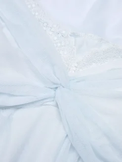 Best Retro Stage 2PCS 1940s Knot Lace Sleepwear Light Blue