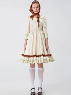 Sale Retro Stage 2PCS 1950s Oktoberfest Puff Sleeves Dress Multicolor