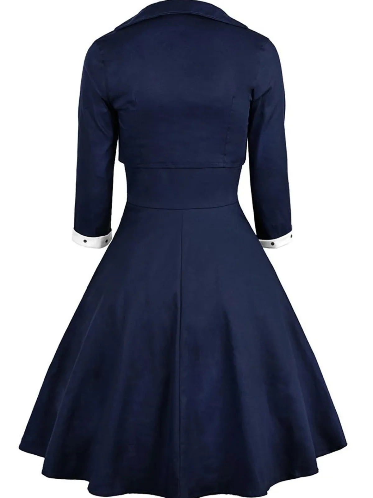 Hot Retro Stage 2PCS Navy 1950s Polka Dot Swing Dress Navy Blue