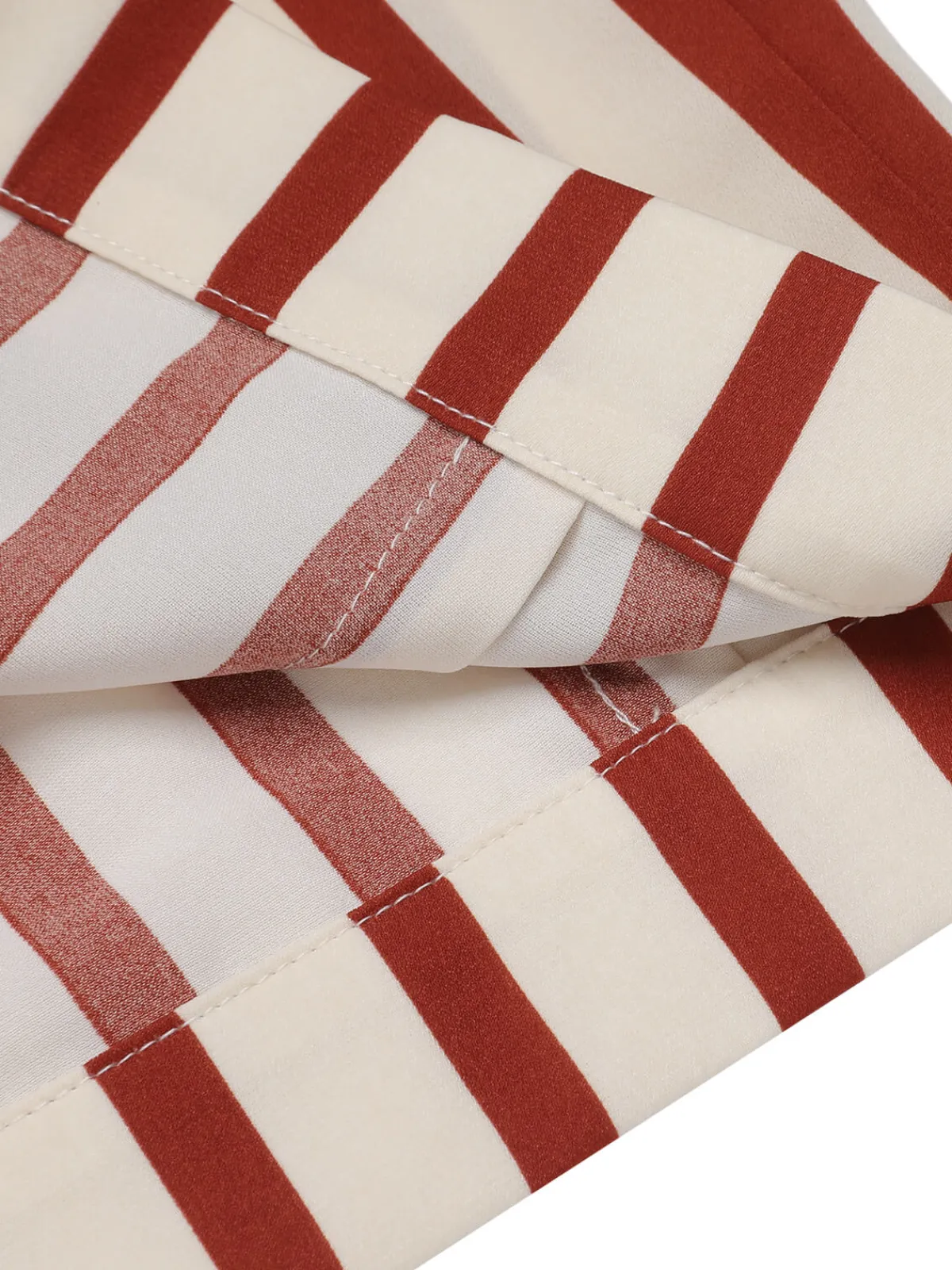 Outlet Retro Stage 2PCS Orange Red 1950s Striped Blouse & Pleated Skirt