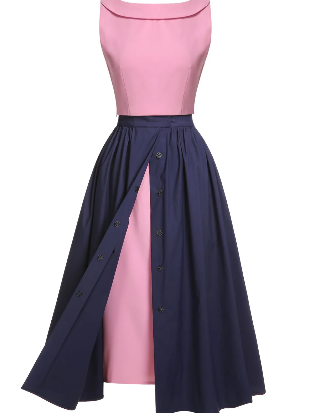 Discount Retro Stage 3PCS Pink 1960s Bow Blouse & Spaghetti Dress & Umbrella Skirt Pale Pink