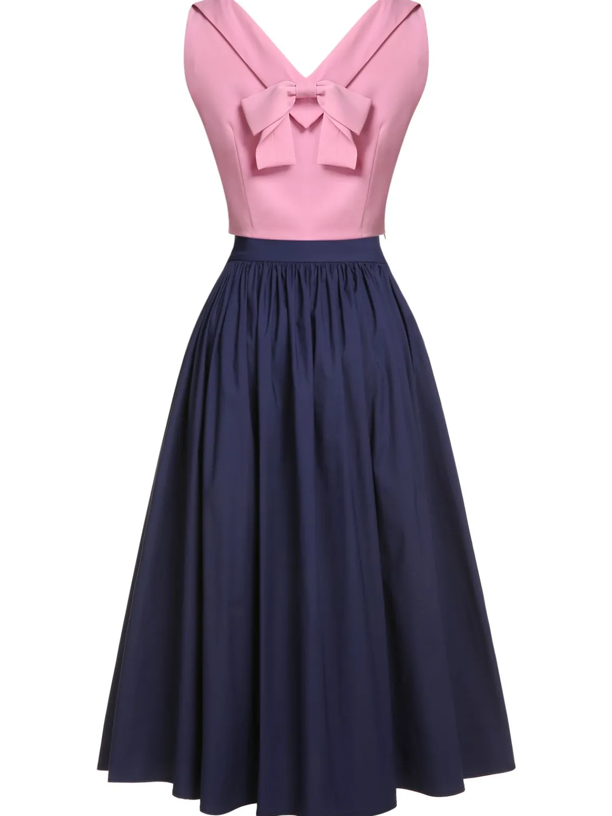 Discount Retro Stage 3PCS Pink 1960s Bow Blouse & Spaghetti Dress & Umbrella Skirt Pale Pink