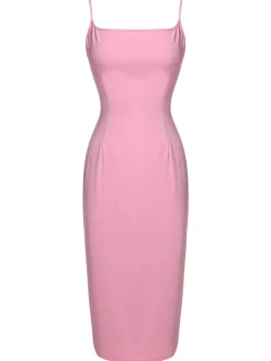 Discount Retro Stage 3PCS Pink 1960s Bow Blouse & Spaghetti Dress & Umbrella Skirt Pale Pink