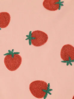 Clearance Retro Stage 2PCS 1950s Halter Strawberry Romper & Umbrella Skirt Pink