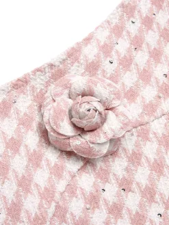 Outlet Retro Stage 2PCS 1930s Houndstooth Halter Crop Top & Pants Pink