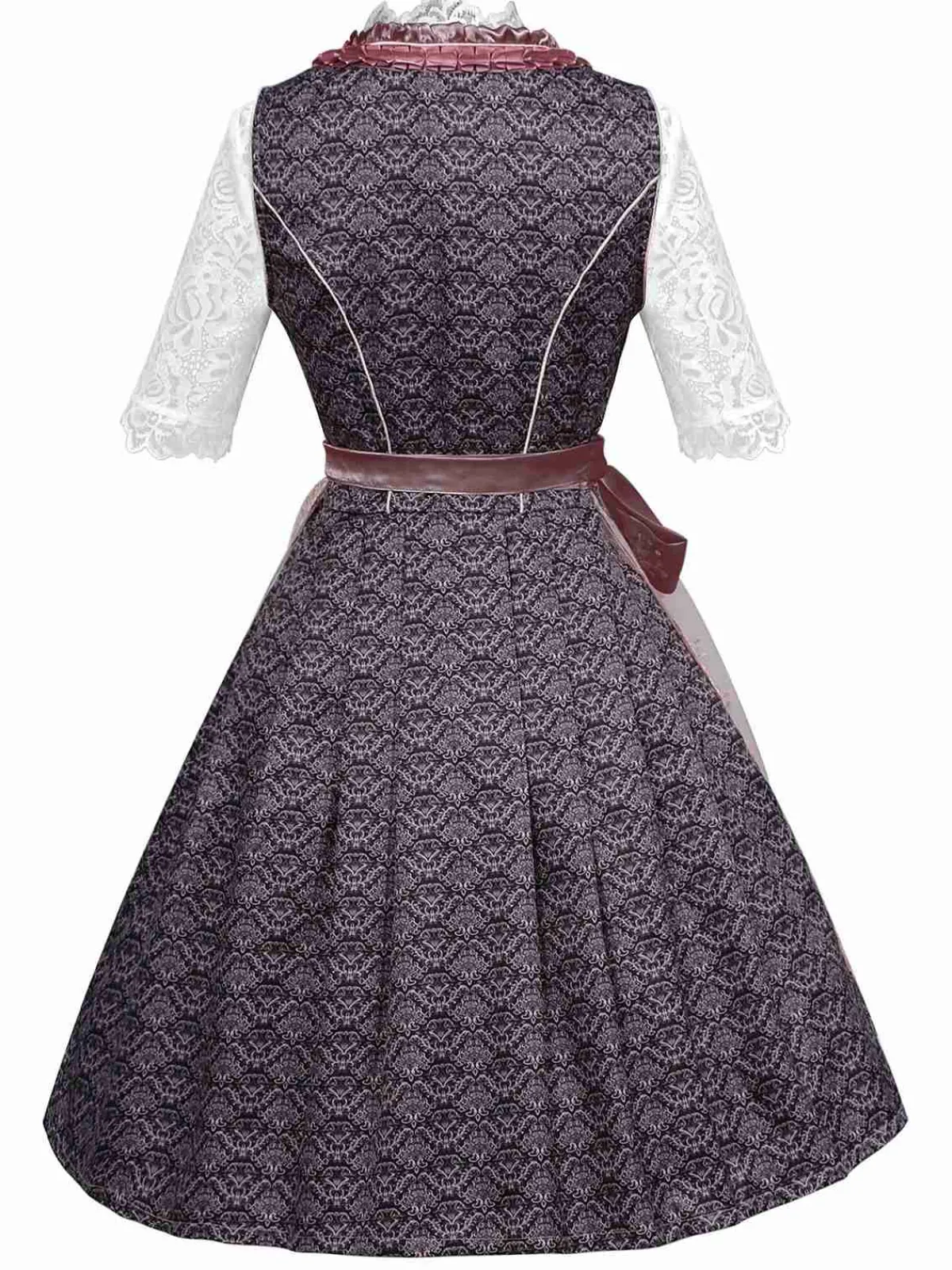 Best Retro Stage 3PCS 1950s Lace Top & Embroidered Ribbon Dress Pink