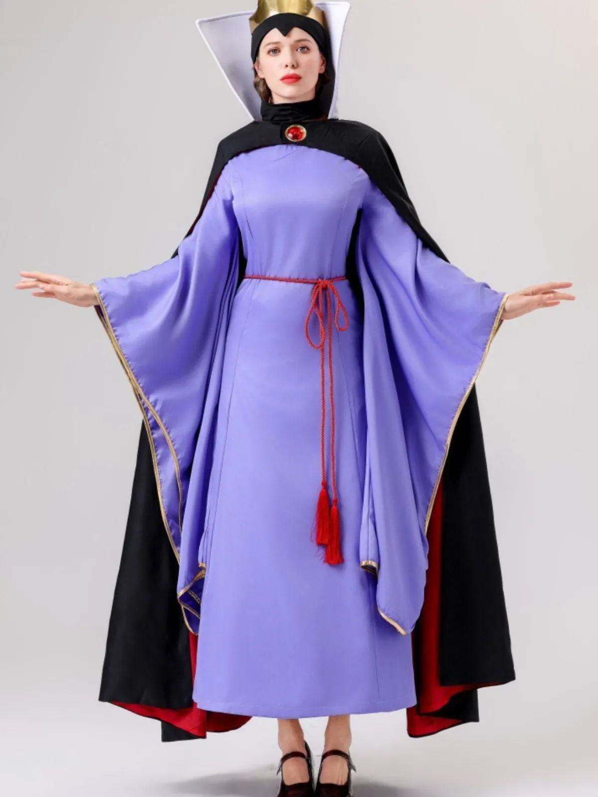 Outlet Retro Stage 2PCS 1940s Evil Queen Dress & Long Cloak Purple