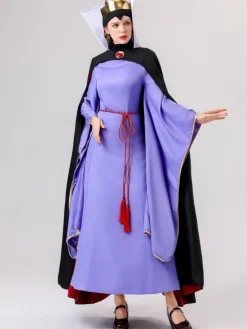 Outlet Retro Stage 2PCS 1940s Evil Queen Dress & Long Cloak Purple
